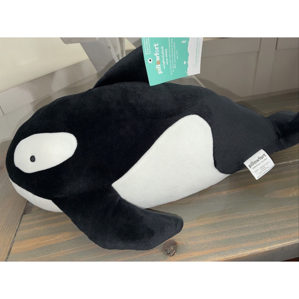 Pillowfort 3lb Weighted Plush ORCA WHALE NEW Stuffed Animal Anxiety Comfort